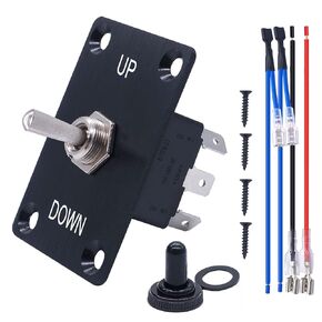 weideer Momentary Toggle Switch 12V Polarity Reverse (ON)/Off/(ON) 6 Pin RV Jack Stabilizer Switch with UP/Down Mounting Plate Waterproof Cap and Jumper Wires for DC Motor Control E-TEN-223-M-X-B