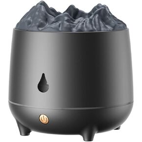 Volcano Flame Diffuser, Aromatherapy Essential Oil Diffuser, 400ml Ultrasonic Cool Mist Humidifier for Bedroom,Office,Home,Yoga, Timer & Auto Shut-Off, Colorful Ambient Night Light (White)