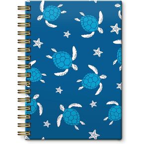 Spiral Journal Notebook,Strong TwinWire Binding with Premium Paper for Girl Women,Cool Funny 60 Sheets A5 College Ruled NotebookJournal,Perfect for Gifts Nurse Teacher Women(Cute BOHO Turtle)