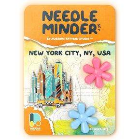Awesome Pattern Studio Needle Minder Set – Boston Magnetic Needle Minder + 2 Needle Threaders + Crane Scissors. Enamel Pin for Cross Stitch, Embroidery and Craft