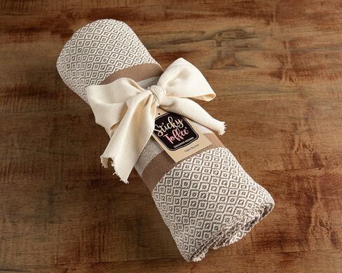 Table Runner Cotton Farmhouse Plaid 14 in x 72 in, Table Décor for Kitchen or Dining, Cream Cloth Woven Table Runners, Oeko-Tex Cotton in Saudi Arabia