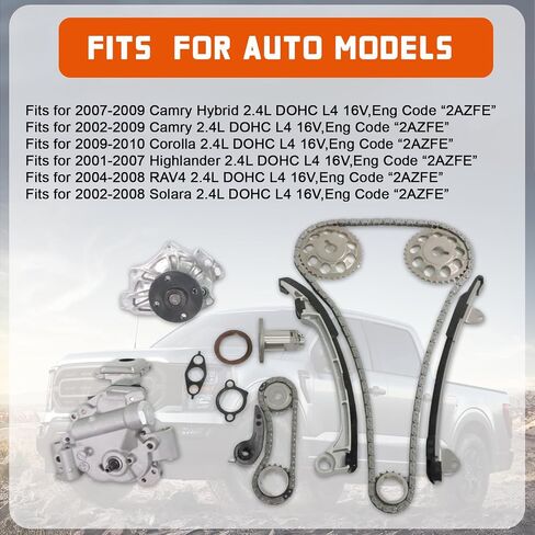 مجموعة سلسلة التوقيت مع مضخة مياه ومضخة زيت تناسب RAV-4 Camry Corolla Solara Highlander 2.4L L4 16V مجموعة سلسلة توقيت المحرك، استبدل OE 13506-0H011,13540-0H010 AW9414 in Saudi Arabia