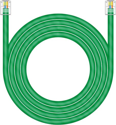 CAT5E RJ11 Data Cable DSL Cable 6ft Heavy Duty High-Speed DSL Modem Cable UTP Compatible with ATT RJ11 6P4C Male to Male Green - 6 Feet in Saudi Arabia