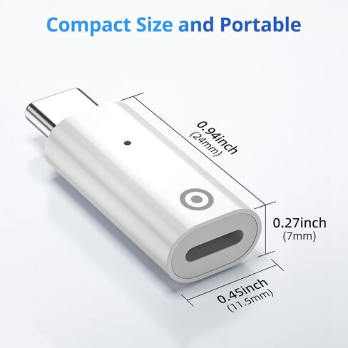 محول شاحن USB C متوافق مع Apple Pencil الجيل الأول (عبوة من قطعتين، شحن فقط)، محول شحن usbc ذكر iPencil الجيل الأول لشاحن USB-c in Saudi Arabia