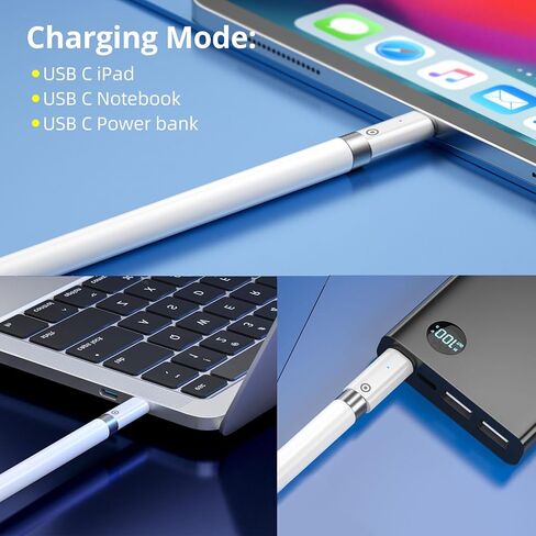 محول شاحن USB C متوافق مع Apple Pencil الجيل الأول (عبوة من قطعتين، شحن فقط)، محول شحن usbc ذكر iPencil الجيل الأول لشاحن USB-c in Saudi Arabia