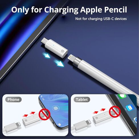 محول شاحن USB C متوافق مع Apple Pencil الجيل الأول (عبوة من قطعتين، شحن فقط)، محول شحن usbc ذكر iPencil الجيل الأول لشاحن USB-c in Saudi Arabia