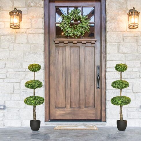 Artificial Tree with 3 Balls, Fake Plant Artificial Boxwood Topiary Tree, Artificial Silk Plants Potted for Home Bedroom Office Decor Indoor Gift (Set of 2) in Saudi Arabia