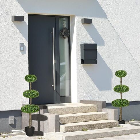 Artificial Tree with 3 Balls, Fake Plant Artificial Boxwood Topiary Tree, Artificial Silk Plants Potted for Home Bedroom Office Decor Indoor Gift (Set of 2) in Saudi Arabia