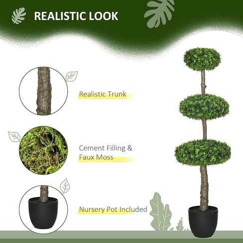 Artificial Tree with 3 Balls, Fake Plant Artificial Boxwood Topiary Tree, Artificial Silk Plants Potted for Home Bedroom Office Decor Indoor Gift (Set of 2) in Saudi Arabia