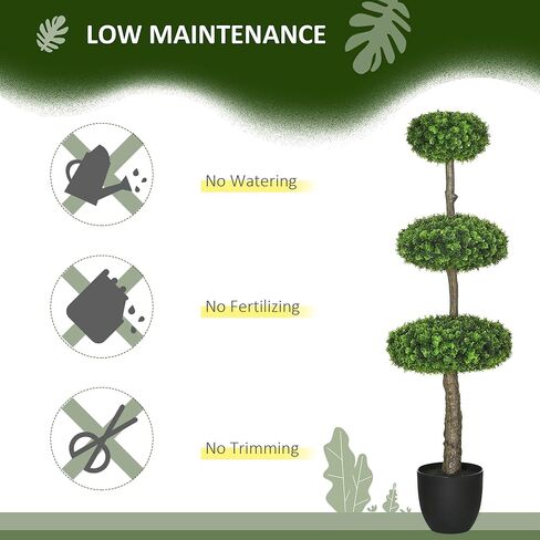 Artificial Tree with 3 Balls, Fake Plant Artificial Boxwood Topiary Tree, Artificial Silk Plants Potted for Home Bedroom Office Decor Indoor Gift (Set of 2) in Saudi Arabia