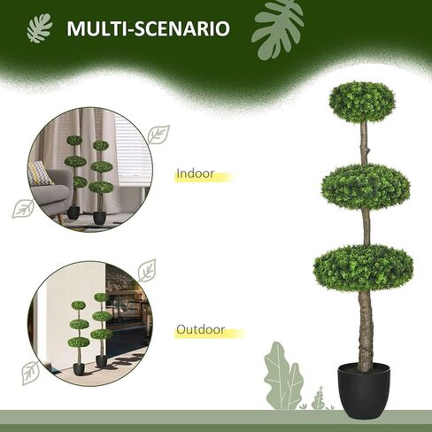 Artificial Tree with 3 Balls, Fake Plant Artificial Boxwood Topiary Tree, Artificial Silk Plants Potted for Home Bedroom Office Decor Indoor Gift (Set of 2) in Saudi Arabia