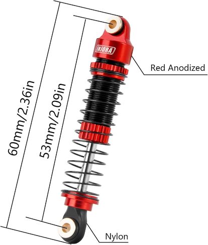 مخمد زيت ممتص الصدمات من INJORA 53 مم لـ Redcat Ascent18 1/18 RC ترقية الزاحف (أسود فضي) in Saudi Arabia