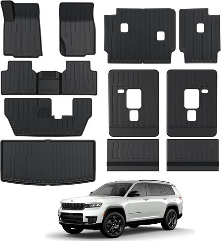 CARESA Cargo Liner 2nd&3rd Row Seat Back Cover for Jeep Grand Cherokee L 2021-2024 6 Passenger Accessories (Fit 2nd Row Bucket seat and 3rd Row Manual Folding Seat) in Saudi Arabia