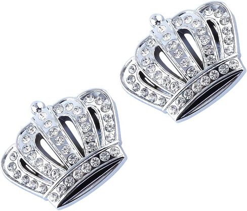 2PCS Bling Crown Crystal Diamond Crown Emblems Stickers Decals Decoration, Car Side Rear Trunk Emblem Universal Exterior & Interior Car Accessory (Silver Big) in Saudi Arabia