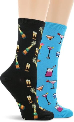 Hot Sox Women's Cute Conversation Starter Crew Socks-2 Pair Pack-Cool & Fun Gifts in Saudi Arabia