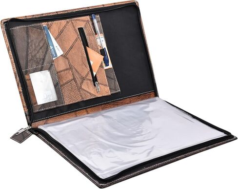 Premium Faux Leather File Folder with 20 Clear Sleeves - B4 Size, Grey Brown - Organize and Protect Documents/Certificates, Ideal for Filing Products in Saudi Arabia