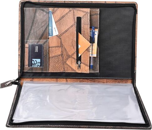 Premium Faux Leather File Folder with 20 Clear Sleeves - B4 Size, Grey Brown - Organize and Protect Documents/Certificates, Ideal for Filing Products in Saudi Arabia