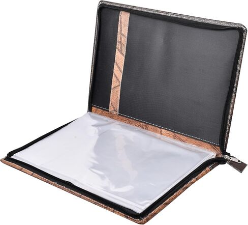 Premium Faux Leather File Folder with 20 Clear Sleeves - B4 Size, Grey Brown - Organize and Protect Documents/Certificates, Ideal for Filing Products in Saudi Arabia