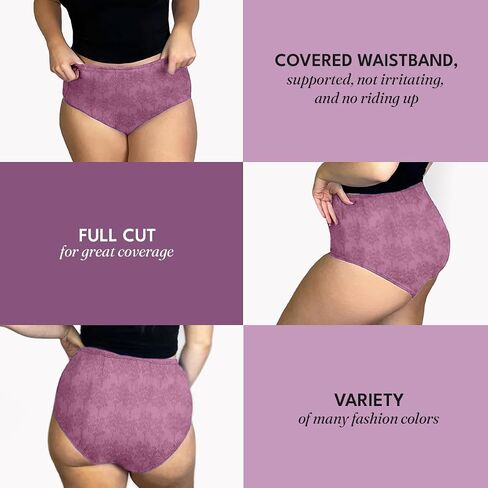 Women's Full-Cut Coverage Panty - 100% Soft Cotton Lady's Brief with Covered Waistband - Pack of 3 in Saudi Arabia