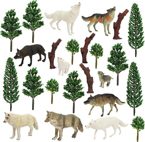 ONEST 12 Pieces Mini Tiger Figurines Set Miniature Model Tiger Tree Toys Tiger Cake Toppers Decoration Small Tiger Figures for Kids Toddlers Birthday Gift in Kuwait