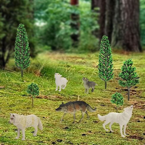 ONEST 12 Pieces Mini Tiger Figurines Set Miniature Model Tiger Tree Toys Tiger Cake Toppers Decoration Small Tiger Figures for Kids Toddlers Birthday Gift in Kuwait