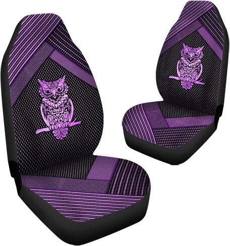 Purple Metal Owl Print Car Accessories Interior Decor Set of 2, Durable Seat Cover for Men Women Fit for Car, Truck or SUVs in Saudi Arabia
