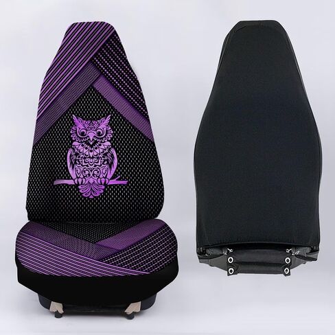 Purple Metal Owl Print Car Accessories Interior Decor Set of 2, Durable Seat Cover for Men Women Fit for Car, Truck or SUVs in Saudi Arabia