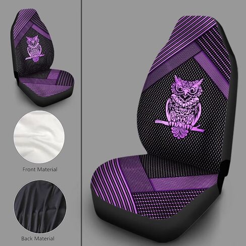 Purple Metal Owl Print Car Accessories Interior Decor Set of 2, Durable Seat Cover for Men Women Fit for Car, Truck or SUVs in Saudi Arabia