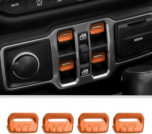 JWWY for JL Center Console Window Control Switch Knob Protection Cover Trim Compatible with 2018-2023+ Jeep Wrangler JL Accessories Black Aluminum Alloy in Saudi Arabia