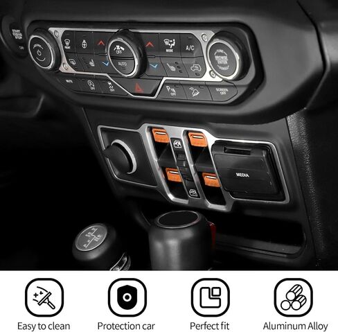 JWWY for JL Center Console Window Control Switch Knob Protection Cover Trim Compatible with 2018-2023+ Jeep Wrangler JL Accessories Black Aluminum Alloy in Saudi Arabia