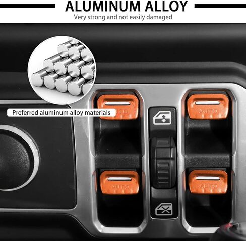JWWY for JL Center Console Window Control Switch Knob Protection Cover Trim Compatible with 2018-2023+ Jeep Wrangler JL Accessories Black Aluminum Alloy in Saudi Arabia