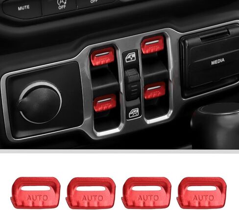 JWWY for JL Center Console Window Control Switch Knob Protection Cover Trim Compatible with 2018-2023+ Jeep Wrangler JL Accessories Black Aluminum Alloy in Saudi Arabia