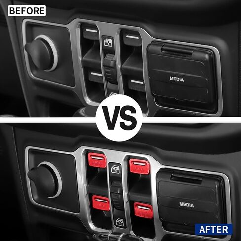 JWWY for JL Center Console Window Control Switch Knob Protection Cover Trim Compatible with 2018-2023+ Jeep Wrangler JL Accessories Black Aluminum Alloy in Saudi Arabia