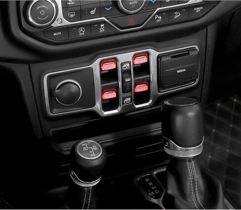 JWWY for JL Center Console Window Control Switch Knob Protection Cover Trim Compatible with 2018-2023+ Jeep Wrangler JL Accessories Black Aluminum Alloy in Saudi Arabia