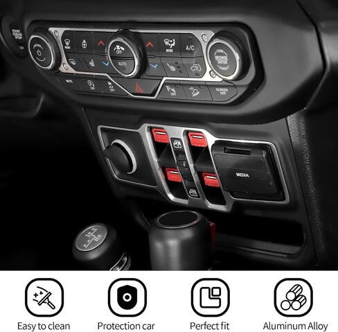 JWWY for JL Center Console Window Control Switch Knob Protection Cover Trim Compatible with 2018-2023+ Jeep Wrangler JL Accessories Black Aluminum Alloy in Saudi Arabia