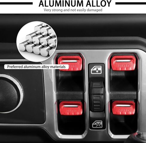 JWWY for JL Center Console Window Control Switch Knob Protection Cover Trim Compatible with 2018-2023+ Jeep Wrangler JL Accessories Black Aluminum Alloy in Saudi Arabia