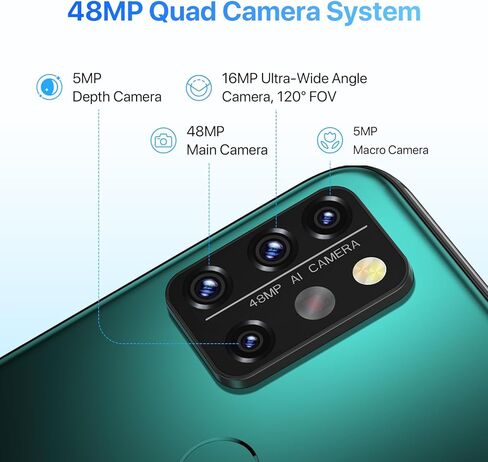 UMIDIGI A9 Pro هاتف خلوي غير مقفل، Helio P60، 6 جيجابايت + 128 جيجابايت قابلة للتوسيع 256 جيجابايت، شاشة لمس FHD 6.3 بوصة، زجاج منحني مزدوج الجوانب 2.5D، كاميرا رباعية 48 ميجابكسل، 4150 مللي أمبير في الساعة، شريحة اتصال عالمية مزدوجة 4G Volte in Kuwait