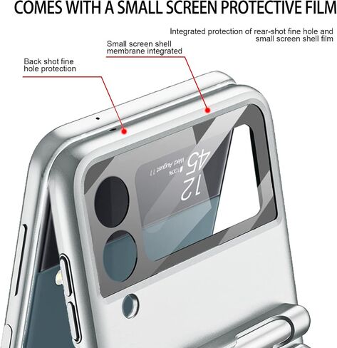 for Samsung Galaxy Z Flip 4 Case,with Stylus Fashion Business Phone case,with Hinge Protection Device and Camera Screen Protector,Case for Samsung Z Flip 4 2022 (Black) in Saudi Arabia