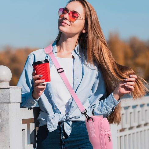 HEALLILY Water Bottle Carrier Bag with Phone Pocket Tumbler Water Bottle Holder Pouch with Adjustable Strap Bottle Sling for Travel Outdoor Sport Pink in Saudi Arabia
