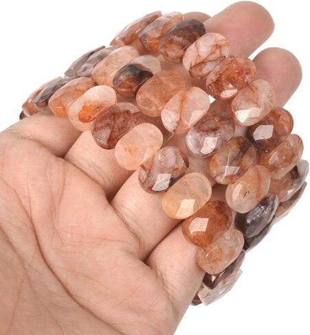 Gem Semi Precious Gemstone 14mm Faceted Oval Beads Stretch Bracelet 7 Inch Unisex in Saudi Arabia