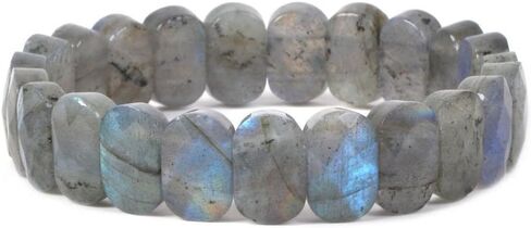 Gem Semi Precious Gemstone 14mm Faceted Oval Beads Stretch Bracelet 7 Inch Unisex in Saudi Arabia