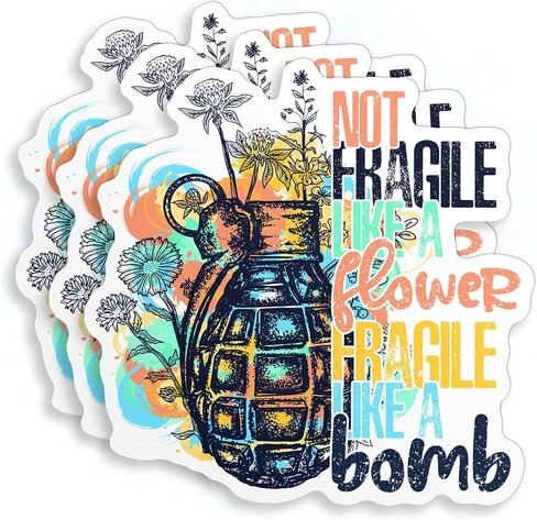 (3Pcs) Not Fragile Like A Flower Fragile Like A Bomb Sticker Feminist Meaning Quote Floral 2" Vinyl Die-Cut Stickers for Hard Hat Water Bottle Laptop Skateboard Helmet Stuff Gifts 2 Inches in Saudi Arabia