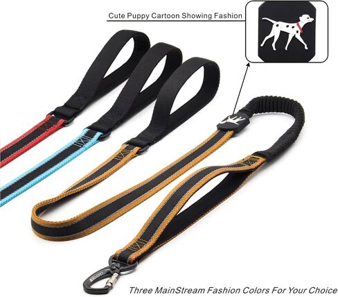 Dog Leash, 5-6 Ft Reflective Dog Walking Training Shock Absorbing Bungee Leashes, 2 Padded Traffic Handle Extra Control, for Medium and Large Duty Dogs - Blue in Saudi Arabia