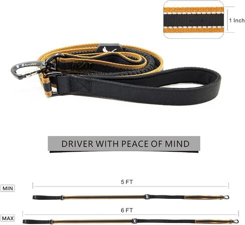 Dog Leash, 5-6 Ft Reflective Dog Walking Training Shock Absorbing Bungee Leashes, 2 Padded Traffic Handle Extra Control, for Medium and Large Duty Dogs - Blue in Saudi Arabia