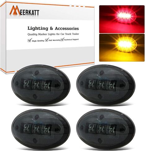 Meerkatt (Pack of 4) 2.3 Inch 2 Amber + 2 Red LED Dually Bed Side Fender Marker Lights Front Rear for Compatible with F350 F450 F550 99 00 01 02 03 04 05 06 07 08 09 10-30V DCFD in Saudi Arabia