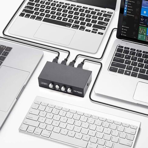 موزع الطابعة، 4 منافذ USB 2.0، موزع تبديل ماسح ضوئي يدوي للطابعة، 4 قطع إلى محول مقسم واحد، 4 كابلات طابعة USB A إلى B in Kuwait