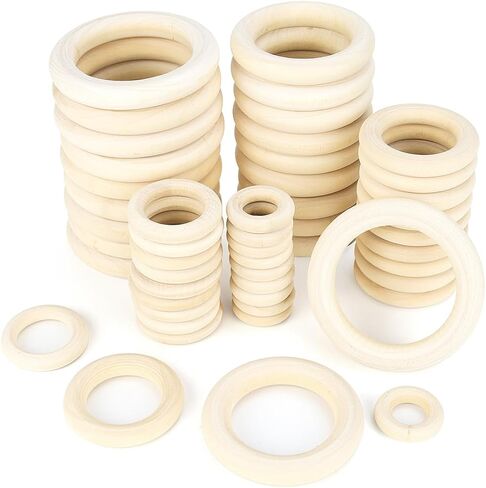 Unfinished Wooden Rings for Craft, Natural Wood Rings without Paint for Pendant Connectors, Jewelry, DIY Making, Crafts & Home Decor (45mm, 20 Pack) in Saudi Arabia