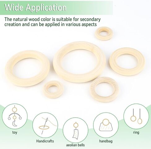 Unfinished Wooden Rings for Craft, Natural Wood Rings without Paint for Pendant Connectors, Jewelry, DIY Making, Crafts & Home Decor (45mm, 20 Pack) in Saudi Arabia