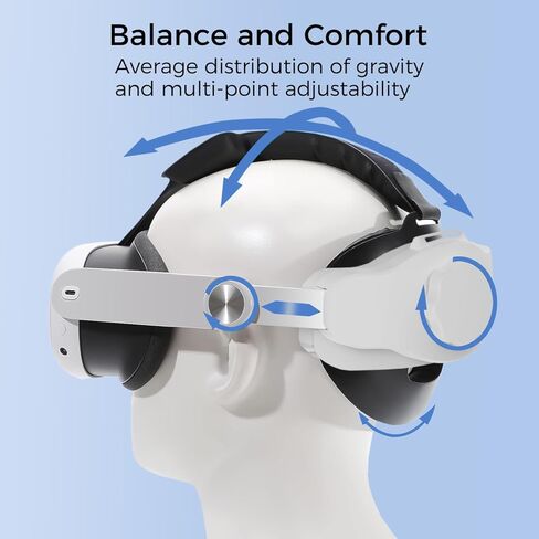 حزام الرأس لـ Oculus Quest 3، استبدال حزام Elite قابل للتعديل، راحة معززة، ملحقات VR خالية من ضغط الوجه، قابلة للتعديل وخفيفة الوزن in Kuwait