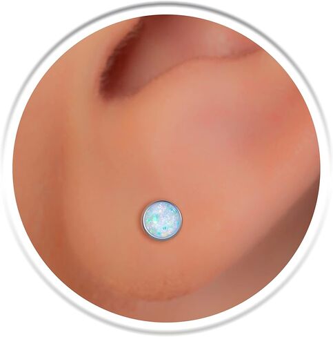 Opal Ear Studs For Women - Dainty 925 Silver White Opal Ear Studs Set - 3mm Opal Earring Stud Jewelry 22G Studs Earrings in Saudi Arabia
